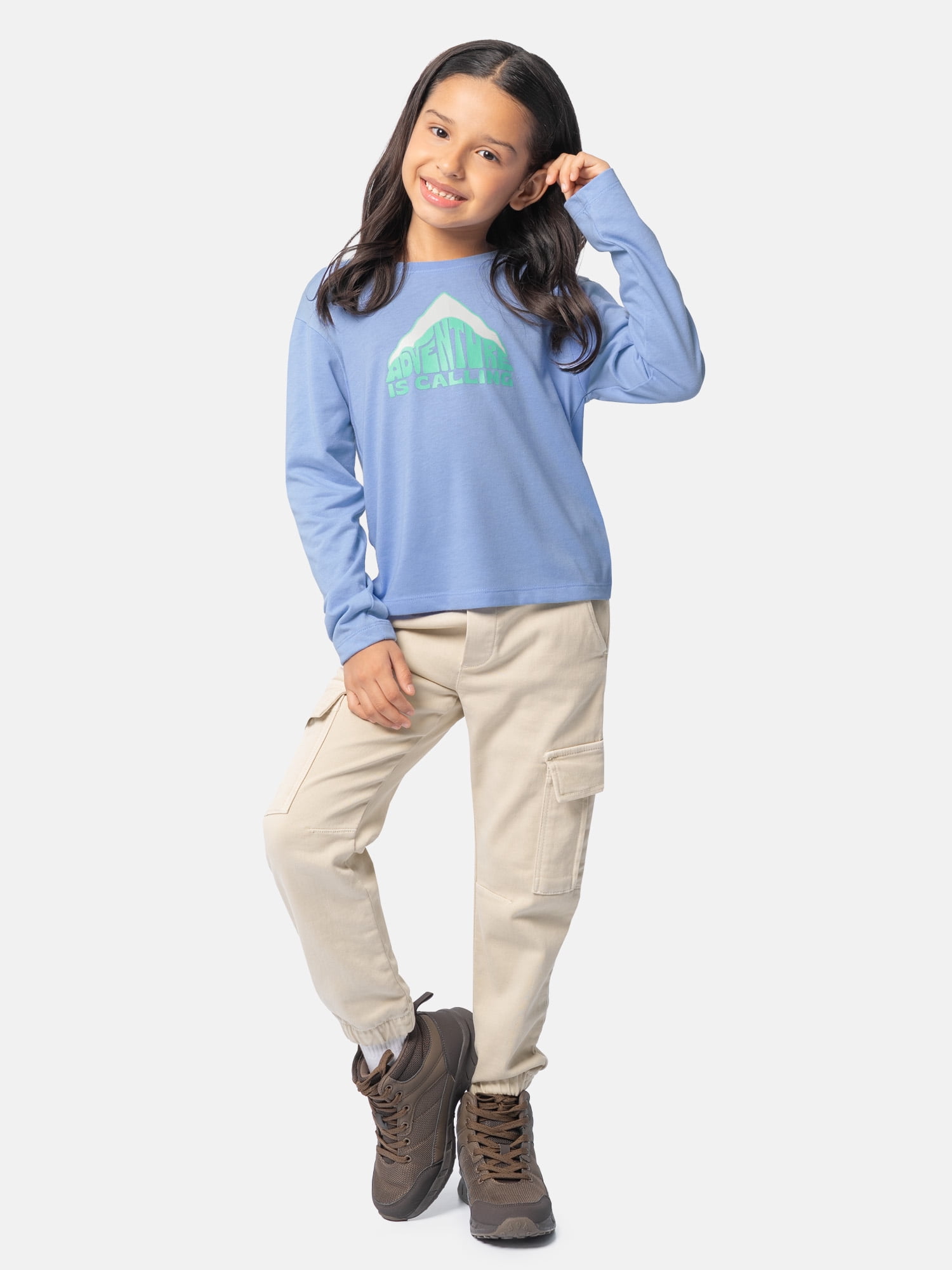 Ozark Trail Girl's Graphic Long Sleeve Tee, Sizes 4-18 & Plus