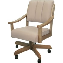 Leather Casa Caster Solid Wood Dining Chair - Tan on Cashew