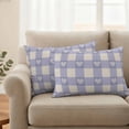 thumbnail image 2 of Purple Plaid Outdoor Waterproof Pillow Covers, Country Cute Love Pastoral Heart Lattice Decorative Rectangle Throw Pillowcase Sofa Cushion Sham for Patio/Couch/Chair, 20"x12" 2 Pack, 2 of 8