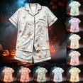 thumbnail image 4 of shoper Halloween Girls Pajama Set Lapel Collar Long Sleeve Pants Soft Spandex Sleepwear 2-15 Years, 4 of 4