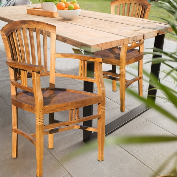 Teak Wood Orleans Outdoor Patio Dining Arm Chair, A-Grade Teak Wood