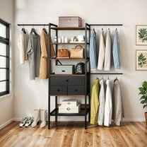 Uforic Closet System,Clothes Rack with 3 Drawers, Heavy Duty Garment Rack for Cloakroom Bedroom, Black