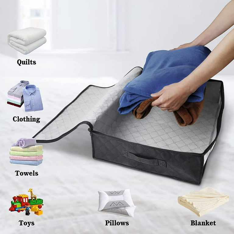 Blanket Pillows Quilt Clothes Bedding Storage Bag Organizer Gray