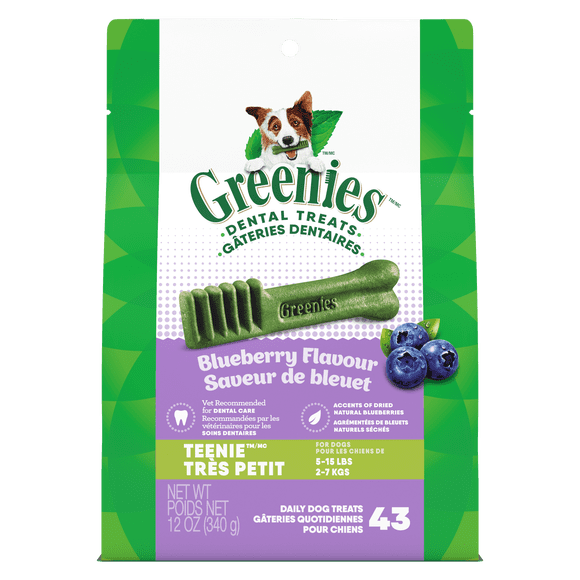 Gâteries dentaires pour chiens GREENIES à saveur de bleuet, format très petit, 340 g