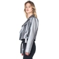 thumbnail image 5 of Fashion2Love Women's Juniors Fashionable Cropped Faux Leather Moto Biker Jacket, 5 of 8