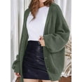 thumbnail image 6 of Women Chunky Knit Cardigan Long Sleeve V Neck Button Up with Pocket Sweater Coat for Fall and Winter Army Green XXL, 6 of 8