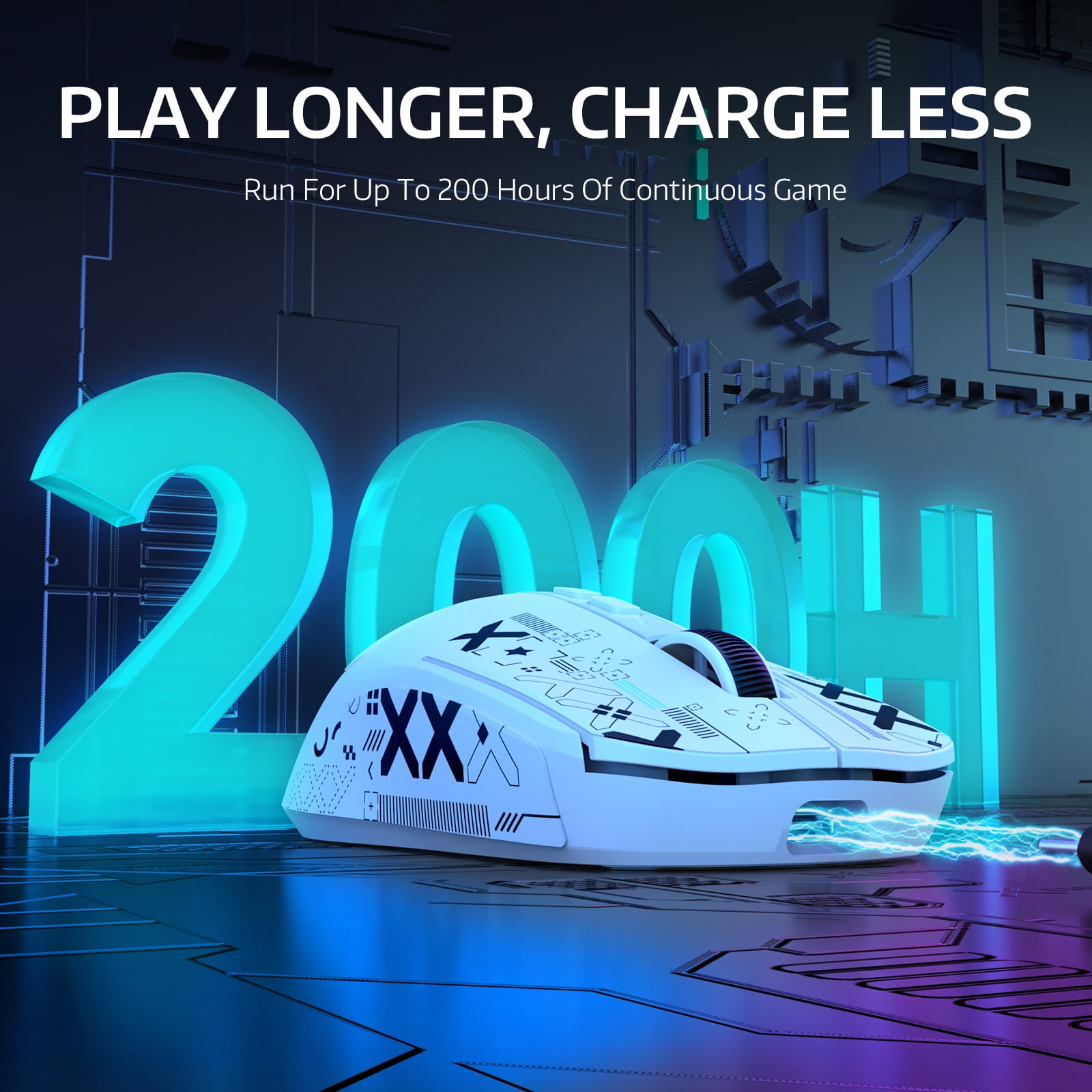 X6 Superlight Wireless Gaming Mouse with Magnetic RGB Charging Dock, 49g Ultralight Mice PixArt PAW3395 Sensor, 26000DPI, Tri-Mode 2.4G/USB-C Wired/Bluetooth Mouse, Mouse Grip Tape