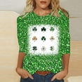 thumbnail image 2 of Goodeals Funny St Patricks Day Blouses Women Shamrock Graphic Tees Casual Fashion 3/4 Length Sleeve T Shirts Round Neck Loose Fit Tunic Tops(Green,XXL), 2 of 5