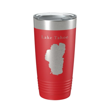 

Lake Tahoe Map Tumbler Travel Mug Insulated Laser Engraved Coffee Cup California Nevada 20 oz Red