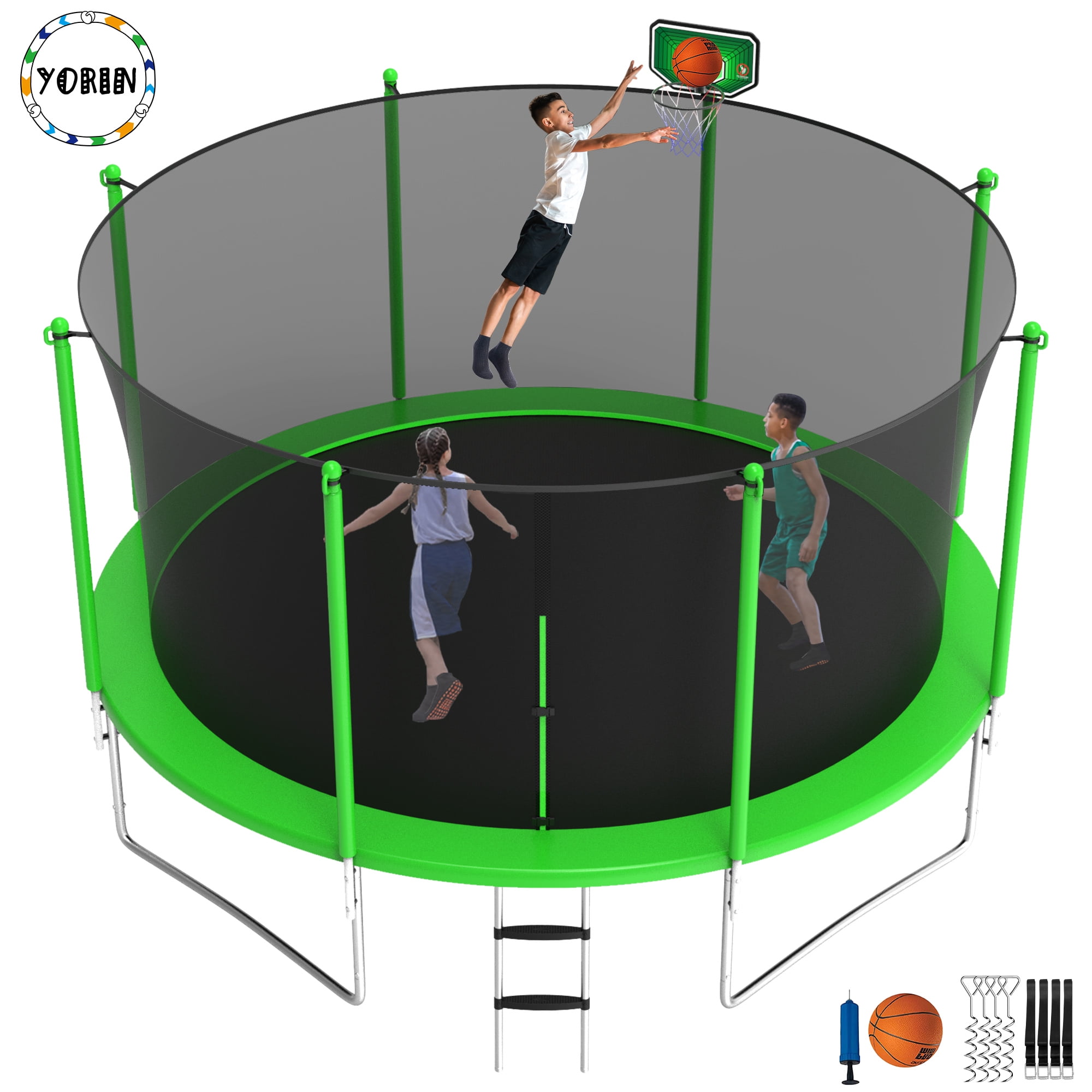 YORIN Trampoline with Enclosure for Adults Kids, 1200LBS 12FT