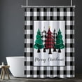 thumbnail image 2 of Merry Christmas Shower Curtain Buffalo Check Plaid Trees Shower Curtains Farmhouse Bathroom Decor with 12 Hooks,72 x72 Inches, 2 of 5
