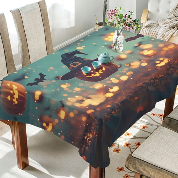 BZSMCE Square Tablecloth Flys Pumpkins Pattern Tableclothes