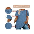 thumbnail image 6 of LANREMON women plus size t shirts Summer tops Short Sleeve Oversized Flowy Casual Cute Round Neck Side Split Plus Size Tunic Tops Blouse Blue 24 Plus, 6 of 6