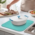 thumbnail image 2 of Turquoise Geometric Quatrefoil Pattern Dish Drying Mat for Kitchen 1 Pack, Ultra Absorbent Microfiber Dishes Drainer Mats,16"x18", 2 of 6