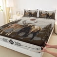 thumbnail image 3 of jejeloiu Jungle Ear Bear Bed Sheets,Natural Scenery King Sheets,Retro Aztec Geometric Sheet Set For Adults,Microfiber Bedroom Decor,4-Piece, 3 of 7