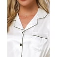 thumbnail image 4 of DARING DIVA Silky Short Sleeve Shorts Button Down  Satin Pajamas Set L White, 4 of 6