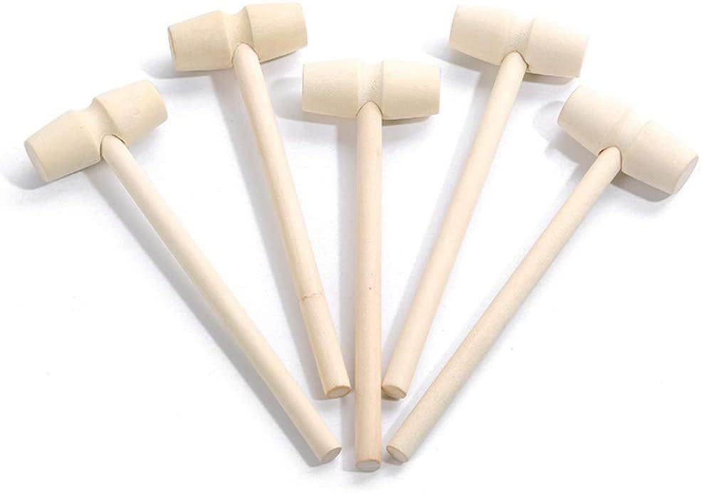 30pcs Natural Wooden Hammer Pounding Toy Seafood Lobster Mallet Gavel Tools 