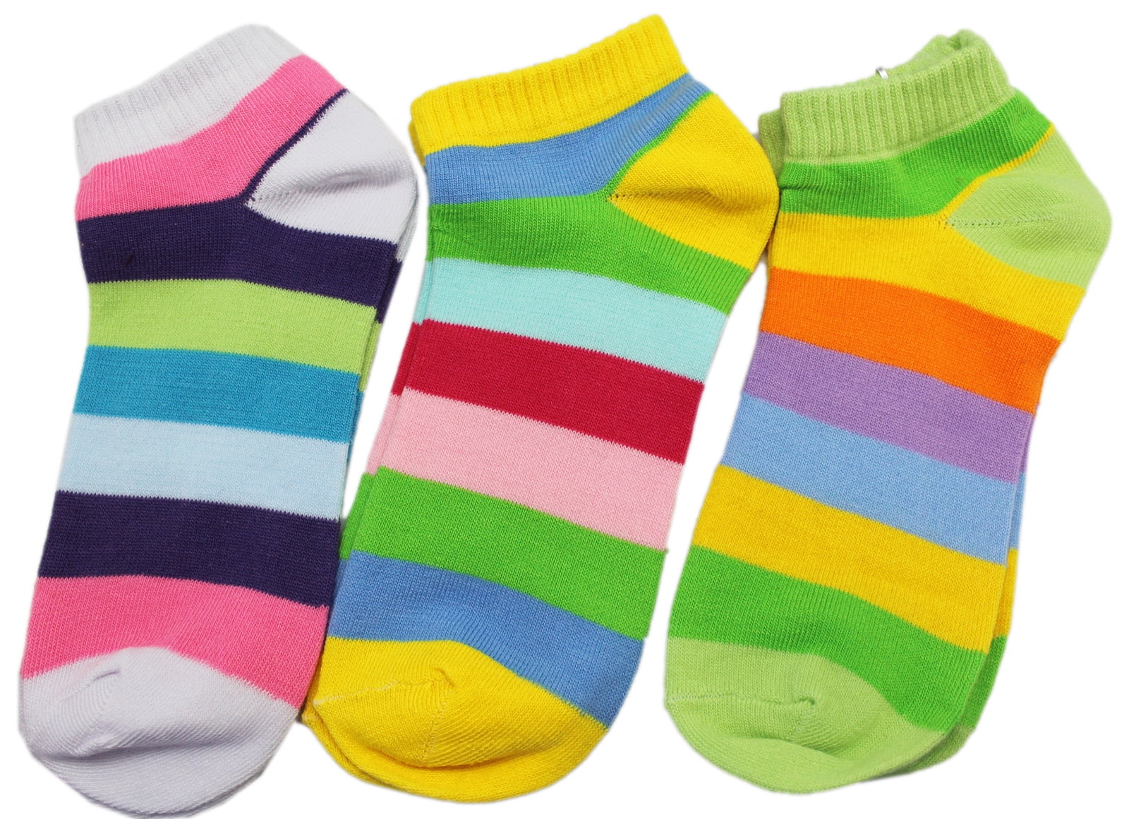 Wacky and Fun Colors Striped Sock Set (3 Pairs, Size 9 11)