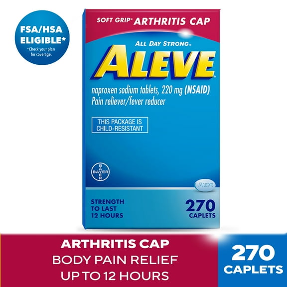 Aleve Caplets Soft Grip Arthritis Cap Naproxen Sodium Pain Reliever, 270 Count