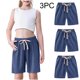 thumbnail image 1 of Odeerbi 2-10 Años Niños Niñas 3 Pcs Verano Algodón Lino Pantalones Cortos Entrenamiento Deportivos Cortos Lindo Color Sólido Pantalones Cortos Suaves Respirables, 1 of 9