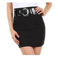 thumbnail image 1 of Sakkas Petite Shirred Stretch Pencil Short Skirt with Wide Belt - Black - Small, 1 of 4