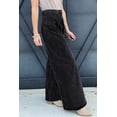 thumbnail image 3 of Women's Dark Grey Pleated Wide Leg Mineral Wash Denim Pants - Chic and Trendy Everyday Wear | [ZhiHiMeRi] | 10, 3 of 6