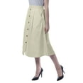thumbnail image 3 of Moomaya Womens Below Knee Length A-Line Skirt Front Button Casual Skirt w/ Pockets, 3 of 6