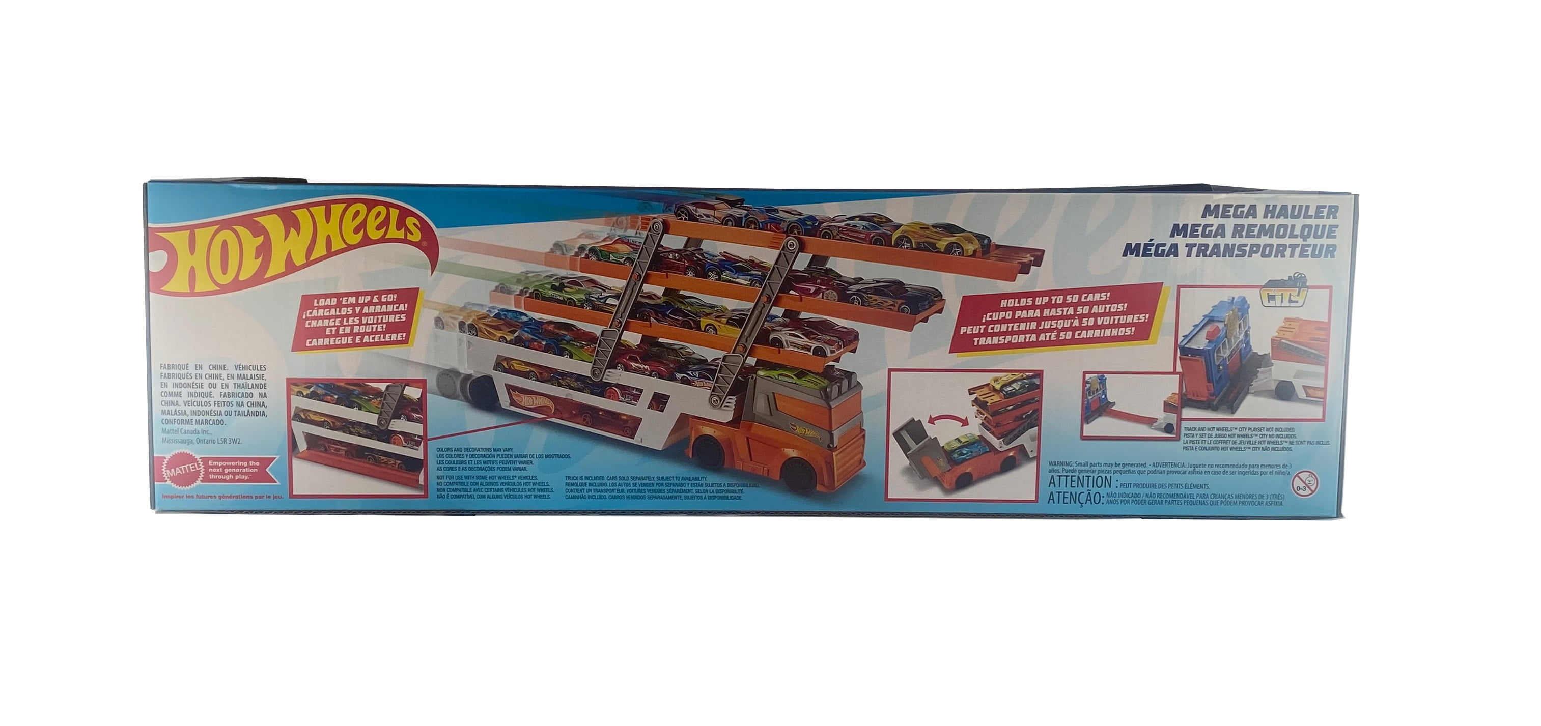 Huge Hot Wheels City Mega Hauler With 4 Cars-New