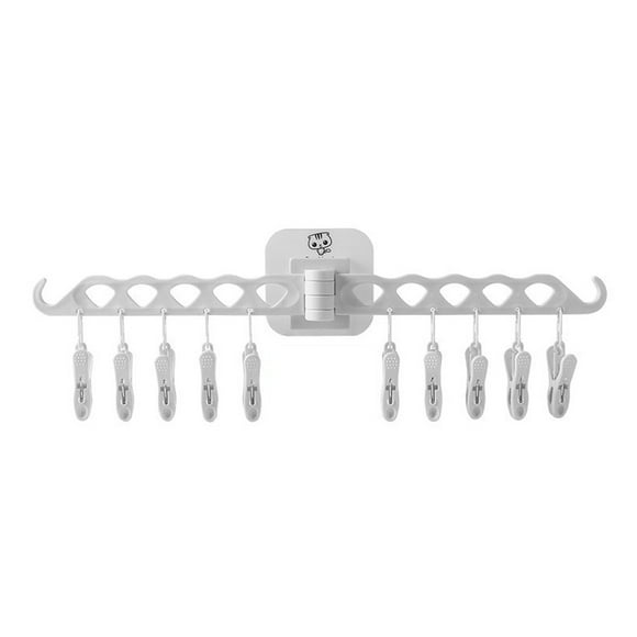 Bewildely Colgador de ropa de plástico desmontable de alta resistencia montado en la pared sin perforaciones para el hogar, baño, inodoro, sombrero, Almacenamiento y organización del hogar Gris Bewildely HA064697-03B