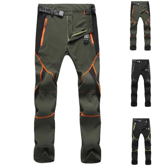Lovzfmll Men's Hiking Pants, Athletic Quick-Dry Trousers with Button & Zipper, Tapered Full Length Outdoor Pants, Stretch Active Fit Sport Pants
