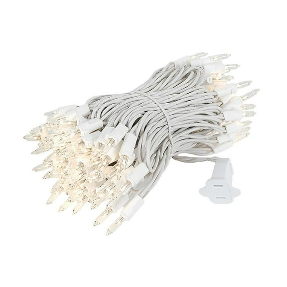 Novelty Lights Clear 100 Light Incandescent Mini Christmas String Lights, White Wire, 34 Feet
