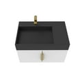 thumbnail image 3 of Castello USA Amazon 30" White Wood Floating Vanity with Black Top and Gold Trim, 3 of 10