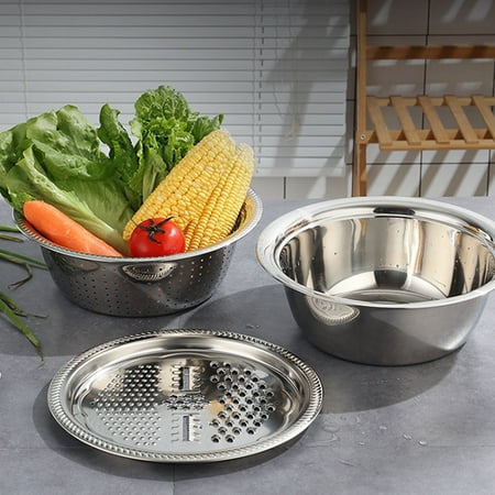 

Multi- Basin with Slice Planer/Multifunctional Stainless Steel Basket/ Capacity Vegetable Basket 28cm