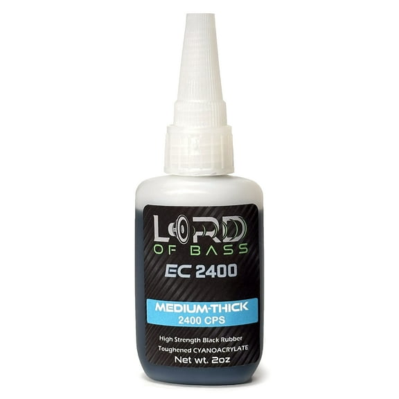 Lord of Bass EC2400 Black Medium-Thick Premium Rubber Toughened CA - Super Glue 2oz