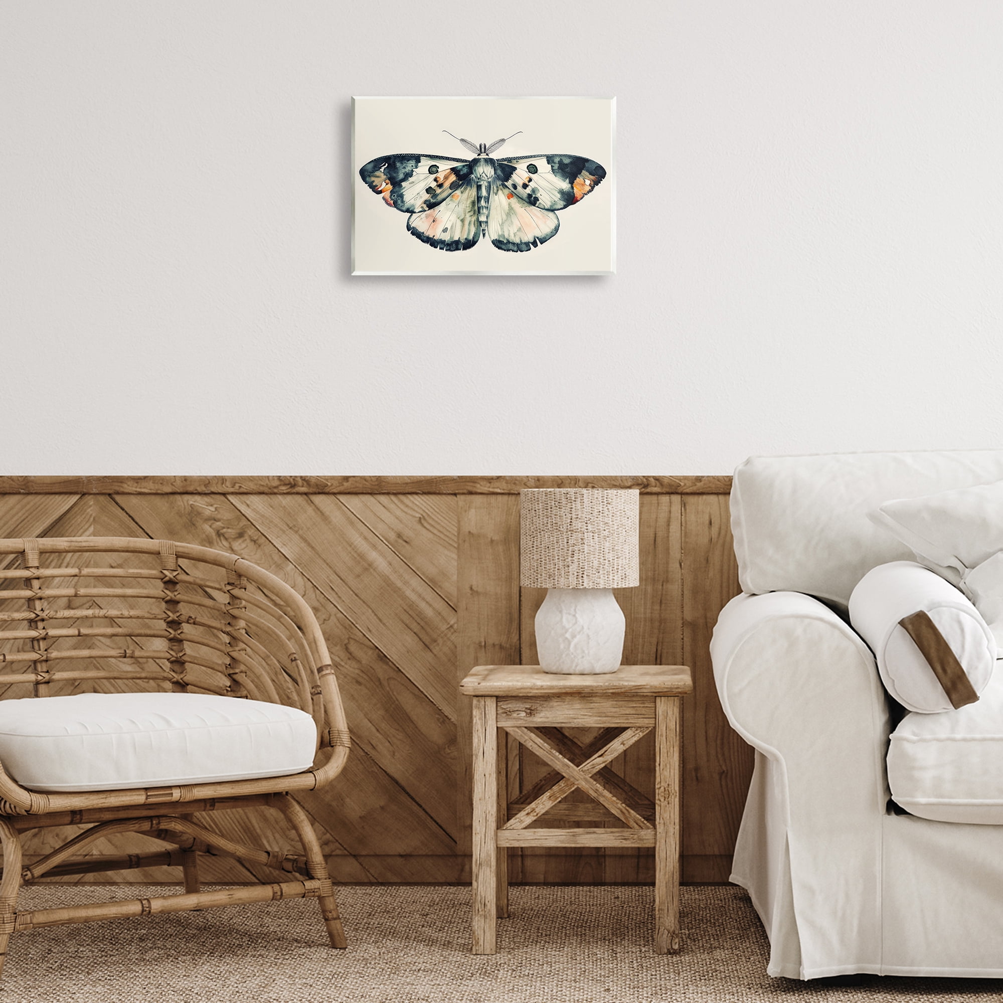 Stupell Industries Watercolor Black Trimmed Moth Animals Painting Unframed Art Print Wall Art, 15 x 10