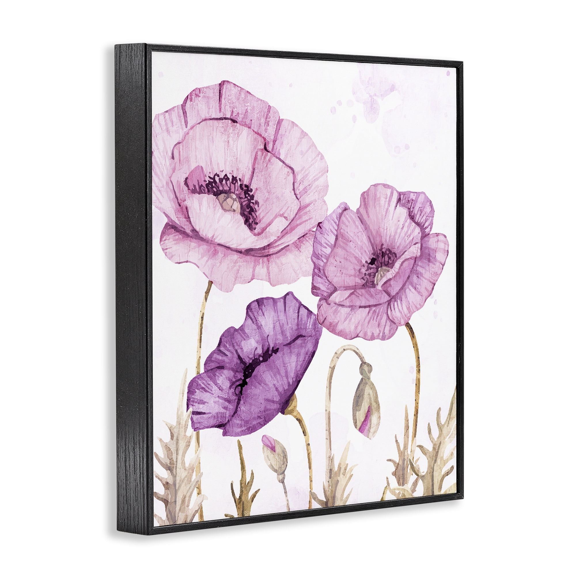 Stupell Industries Bright Purple Poppies Black Framed Giclee Art, design by Kim Allen