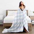 thumbnail image 5 of KLL Fleece Blanket Plush Throw Blanket Blue Checkboard ,Soft Fuzzy Cozy Flannel Blanket for Couch Sofa Bed.(50"x40" ), 5 of 7