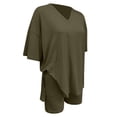 thumbnail image 4 of vigerkar 2 Piece Sets for Women Summer 2026 Lounge Short Set Spring Matching Biker Shorts V Neck Oversized Shirt Clothing (AG, M), 4 of 8
