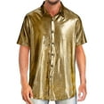 thumbnail image 1 of Camisa de manga corta con lentejuelas para hombre: camisa brillante de moda hipster ajustada, poliéster, diseño estampado, tallas M-XXXL, ropa de club/fiesta/salida nocturna informal, 1 of 6