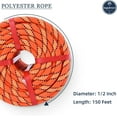 thumbnail image 5 of Arborist Rigging Rope Bull Rope (1/2 in x 150 ft) Orange Polyester Braided Arborist Rope 48 Strands for Various Outdoor Applications Construction Climbing Swing Sailing, 5 of 9
