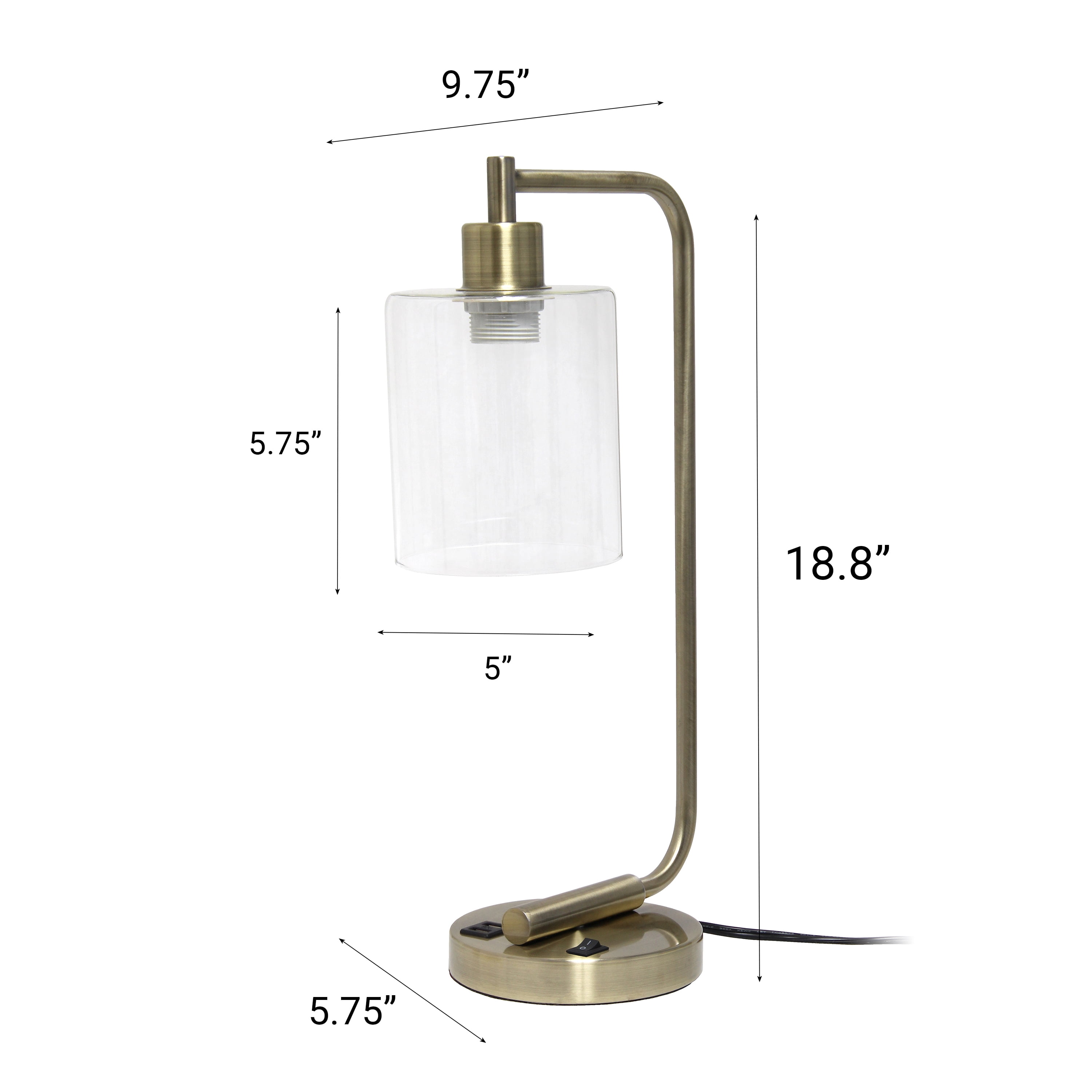 Creekwood Home 18.8" Vintage Industrial Desk Lamp w/ USB Ports & LED Bulb, Antique Brass