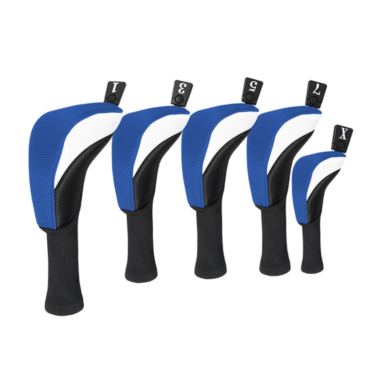 Baoblaze 5 Pieces Golf covers Golf Club Head Cover for Men Women Golfer Gift Blue