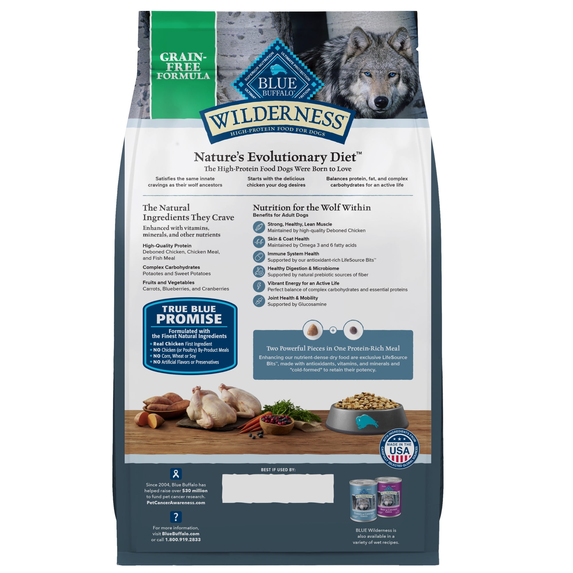 Blue Buffalo Wilderness Adult High-Protein Natural Dry Dog Food, Chicken Recipe 13-lb. Bag