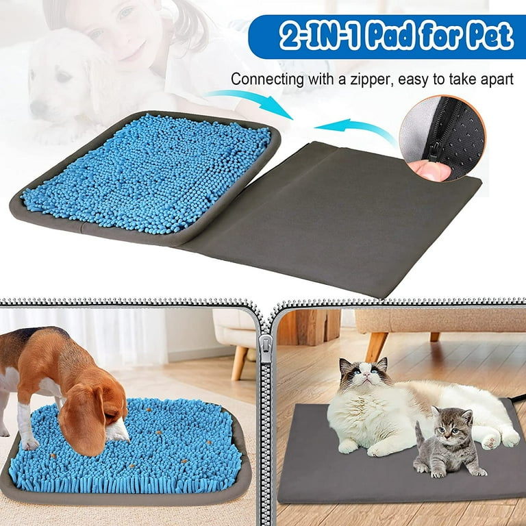 JOW 2-in-1 Pet Heating Pad Snuffle Mat for Dogs, Electric Heating Pad for  Dogs and Cats for Indoor, Dog Feeding Mat for Smell Training and Slow