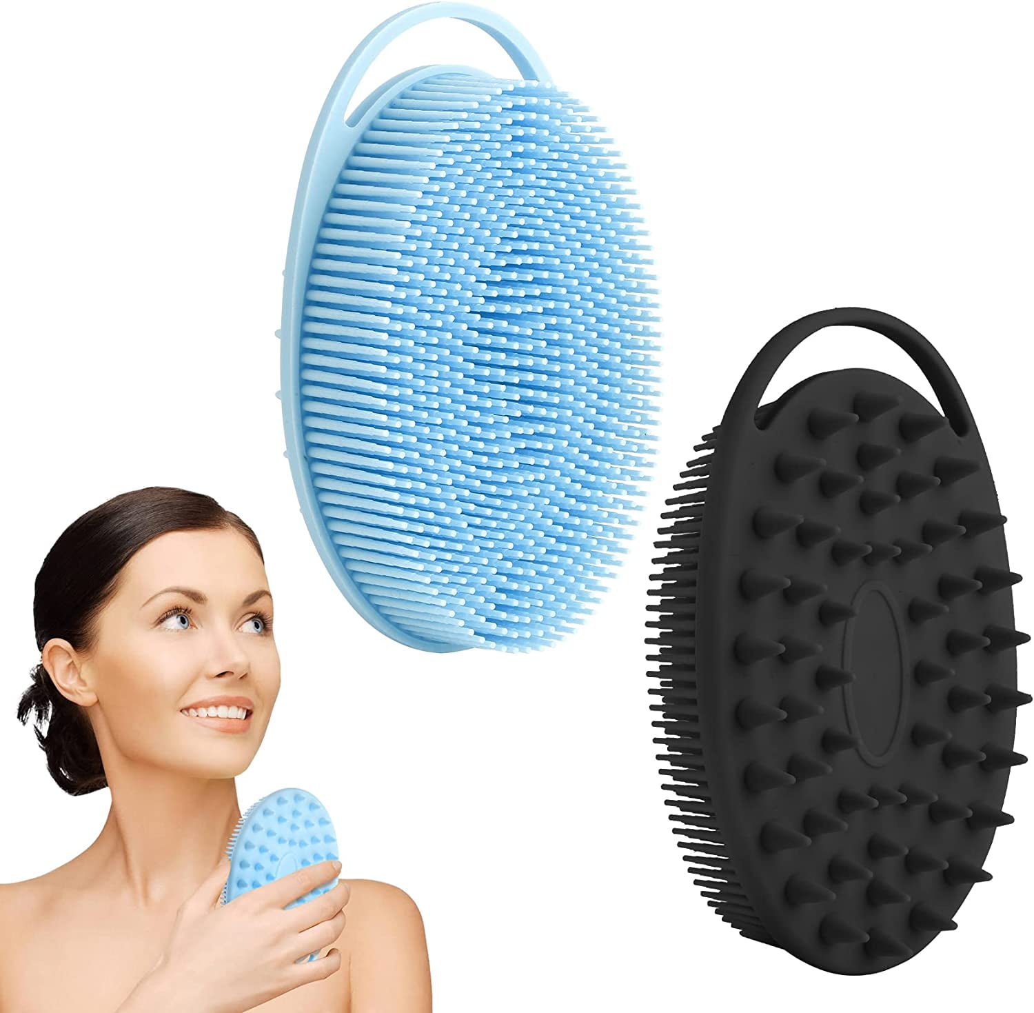 2 PCS Silicone Body Scrubber, Soft Silicone Loofah, Exfoliating Body