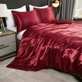 thumbnail image 4 of Move Over Burgundy Red Duvet Cover Set Twin Silk like Satin Bedding Sets Solid Color Pattern Silky Microfiber No Filling, 4 of 8