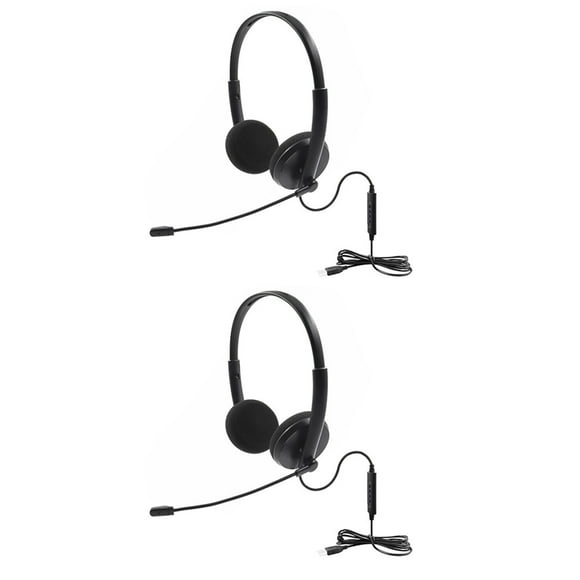 2X USB Call Center Headset with Noise Cancelling Mic for PC Home Office Phone Customer Service Plug and Play