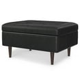 thumbnail image 4 of Simpli Home Shay 34 inch Wide Mid Century Modern Rectangle Mid Century Small Rectangle Coffee Table Storage Ottoman in Distressed Black Vegan Faux Leather, 4 of 13