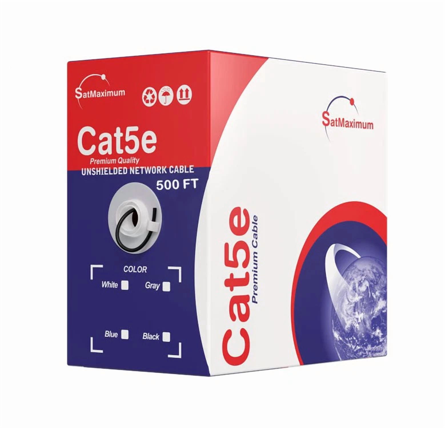 Cables Direct Online 500ft Cat5e Ethernet Cable – 24AWG Solid CCA, UTP, Unshielded, 350MHz, LAN Network Wire, Pull Box, RJ45 Compatible, Indoor Use, High-Speed Internet, Black