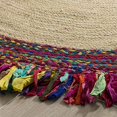 thumbnail image 4 of Safavieh Cape Cod Collection CAP205A Handmade Boho Fringe Jute & Cotton Area Rug, 6' x 6' Round, Ivory / Red, 4 of 4